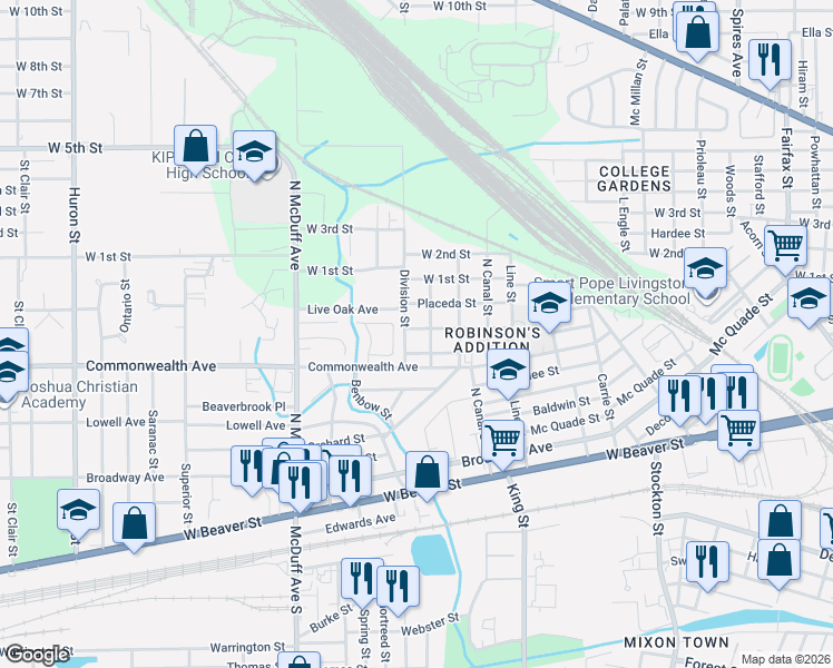 map of restaurants, bars, coffee shops, grocery stores, and more near 2244 Kingston Street in Jacksonville