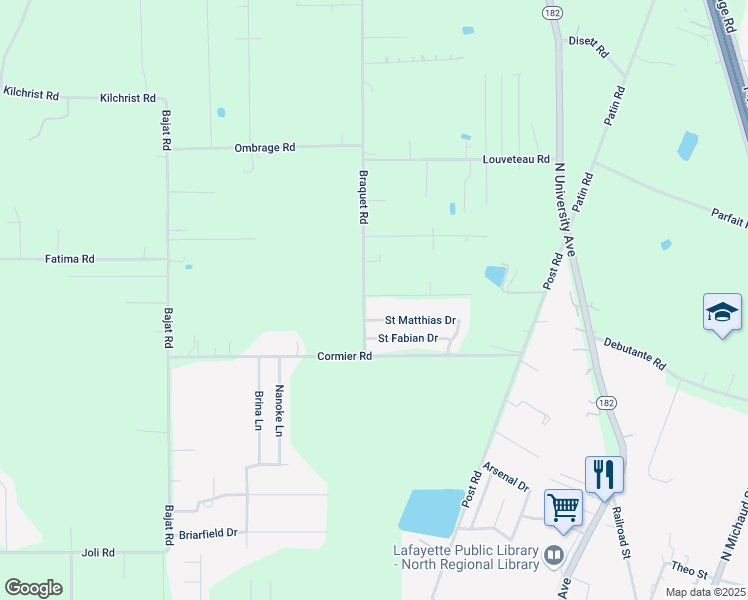 map of restaurants, bars, coffee shops, grocery stores, and more near 100-198 Braquet Rd in Carencro