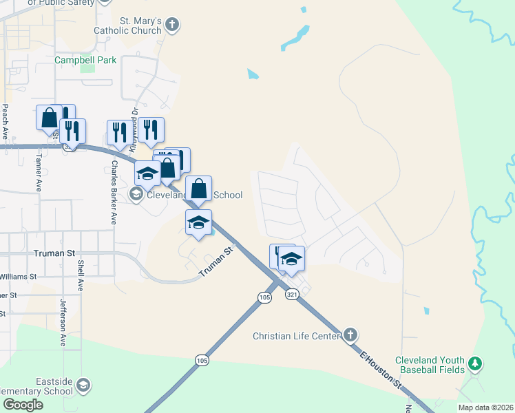 map of restaurants, bars, coffee shops, grocery stores, and more near in Cleveland