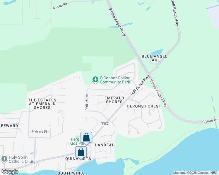 map of restaurants, bars, coffee shops, grocery stores, and more near 536 Batten Boulevard in Pensacola