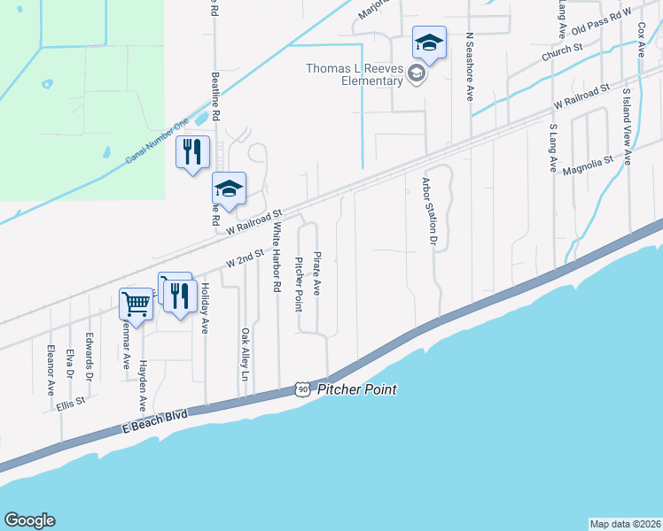 map of restaurants, bars, coffee shops, grocery stores, and more near 123 Destiny Oaks Drive in Long Beach