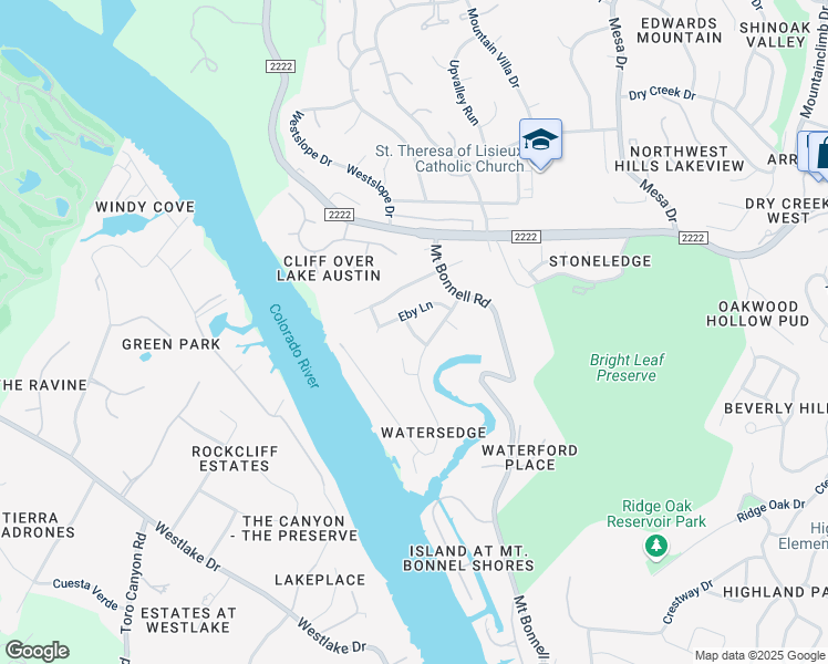 map of restaurants, bars, coffee shops, grocery stores, and more near 5414 Mountain Cedar Cove in Austin