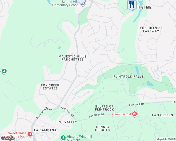 map of restaurants, bars, coffee shops, grocery stores, and more near 104 Desert Forest Court in Austin