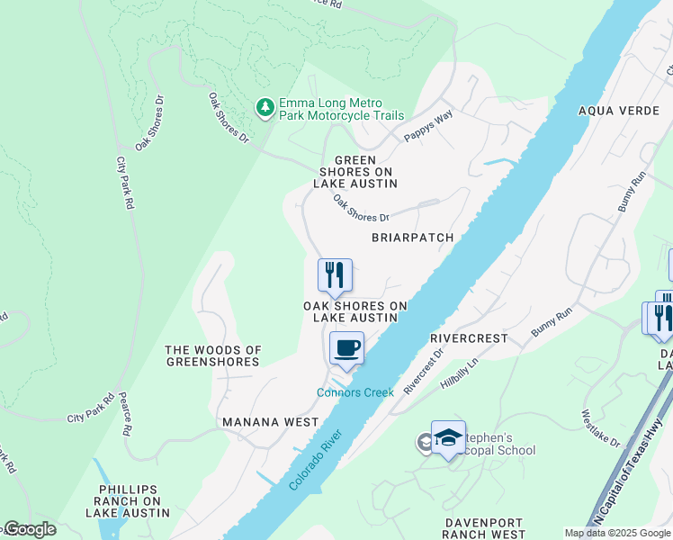 map of restaurants, bars, coffee shops, grocery stores, and more near 7201 Bowditch Drive in Austin