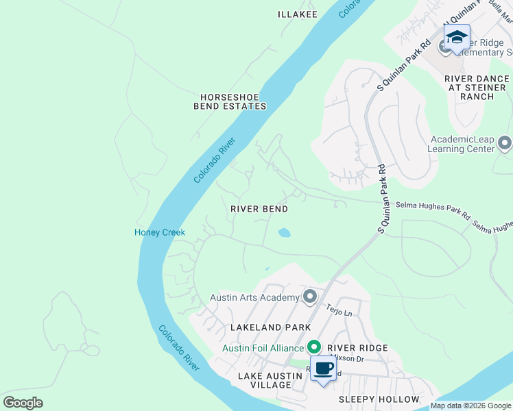 map of restaurants, bars, coffee shops, grocery stores, and more near 932 Town Bluff Drive in Austin