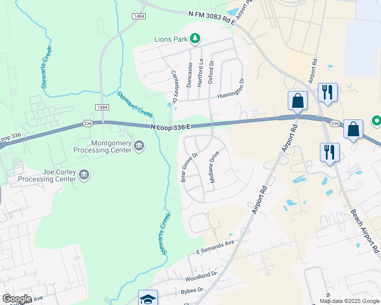 map of restaurants, bars, coffee shops, grocery stores, and more near 1052 Shadow Glenn Drive in Conroe