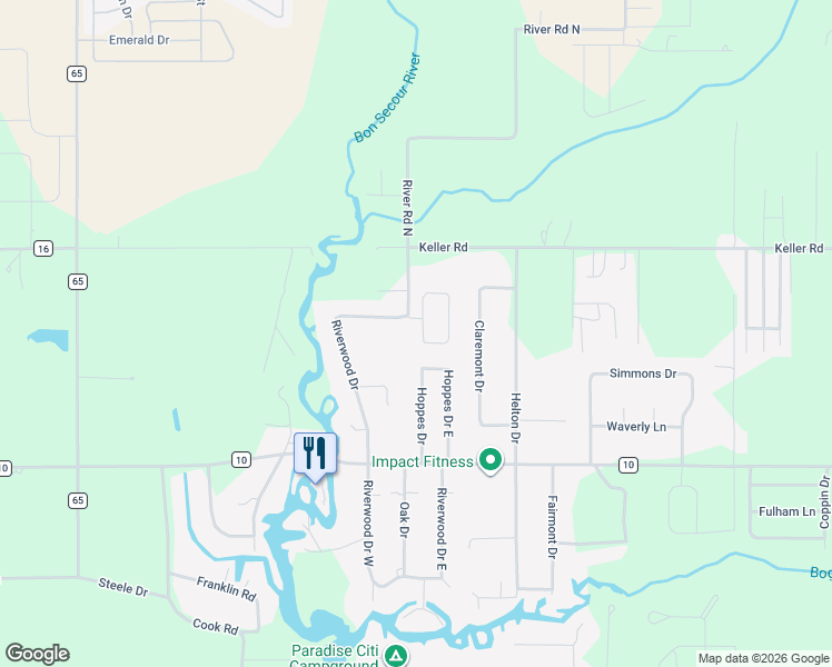 map of restaurants, bars, coffee shops, grocery stores, and more near 7764 Hoppes Dr E in Foley