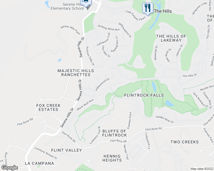 map of restaurants, bars, coffee shops, grocery stores, and more near 407 Black Wolf Run in Austin