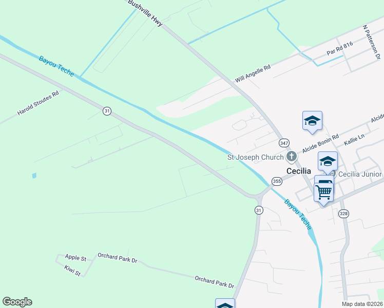 map of restaurants, bars, coffee shops, grocery stores, and more near 2225 Main Highway in Arnaudville