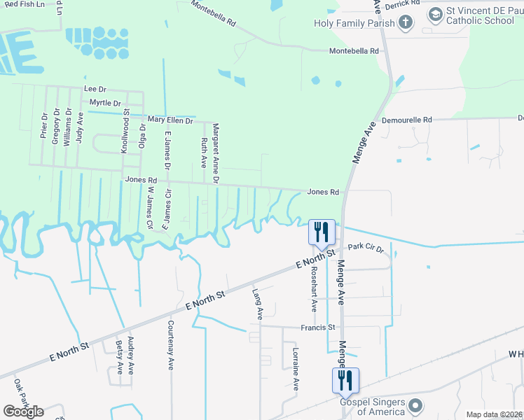 map of restaurants, bars, coffee shops, grocery stores, and more near 23045 Jones Road in Pass Christian