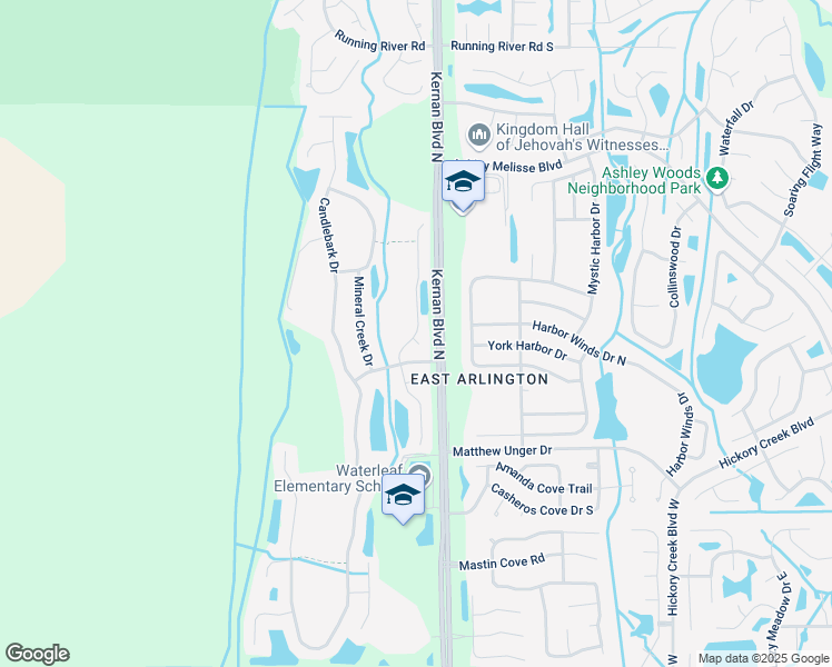 map of restaurants, bars, coffee shops, grocery stores, and more near Briarcreek Road in Jacksonville