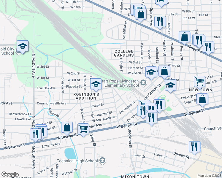 map of restaurants, bars, coffee shops, grocery stores, and more near 2001 Kingston Street in Jacksonville