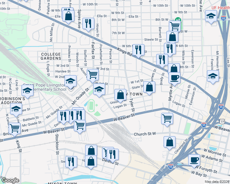 map of restaurants, bars, coffee shops, grocery stores, and more near 1022 Callan Street in Jacksonville