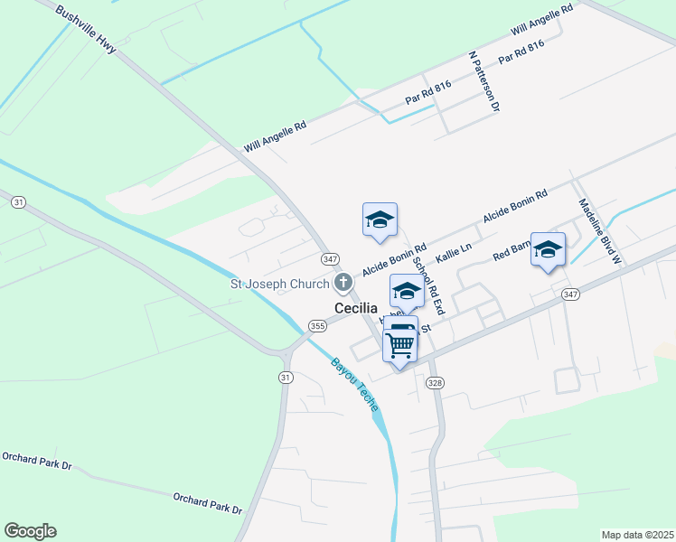 map of restaurants, bars, coffee shops, grocery stores, and more near in Cecilia