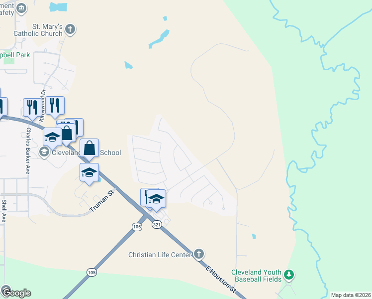 map of restaurants, bars, coffee shops, grocery stores, and more near 20177 Swinley Forest Drive in Cleveland