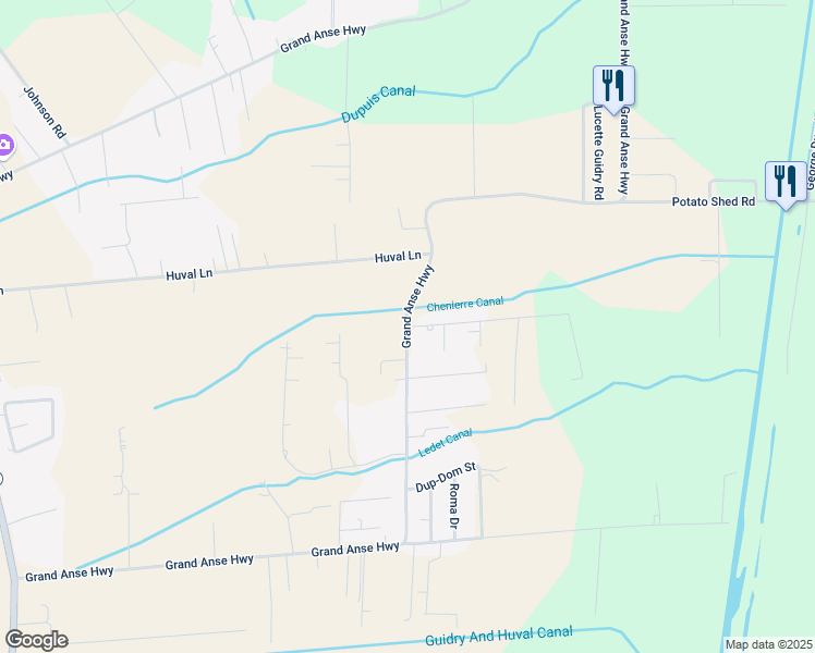 map of restaurants, bars, coffee shops, grocery stores, and more near 1001 Melancon Drive in Breaux Bridge