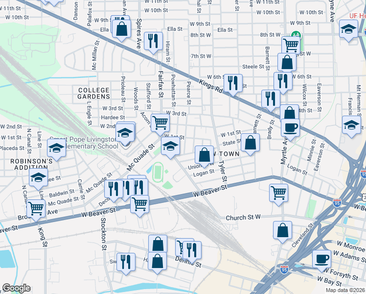 map of restaurants, bars, coffee shops, grocery stores, and more near 1022 Callan Street in Jacksonville