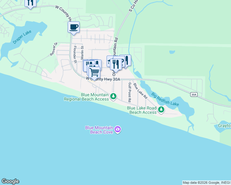 map of restaurants, bars, coffee shops, grocery stores, and more near 2305 South Co Highway 83 in Santa Rosa Beach