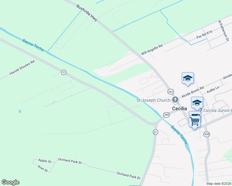 map of restaurants, bars, coffee shops, grocery stores, and more near 2225 Main Highway in Arnaudville