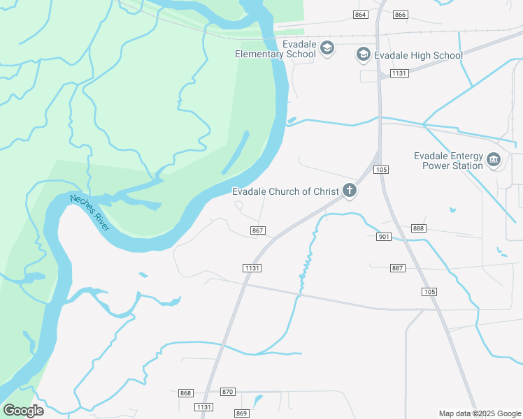 map of restaurants, bars, coffee shops, grocery stores, and more near County Road 867 in Silsbee