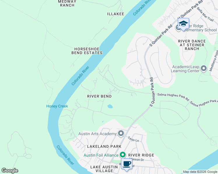 map of restaurants, bars, coffee shops, grocery stores, and more near 13115 Perryton Drive in Austin