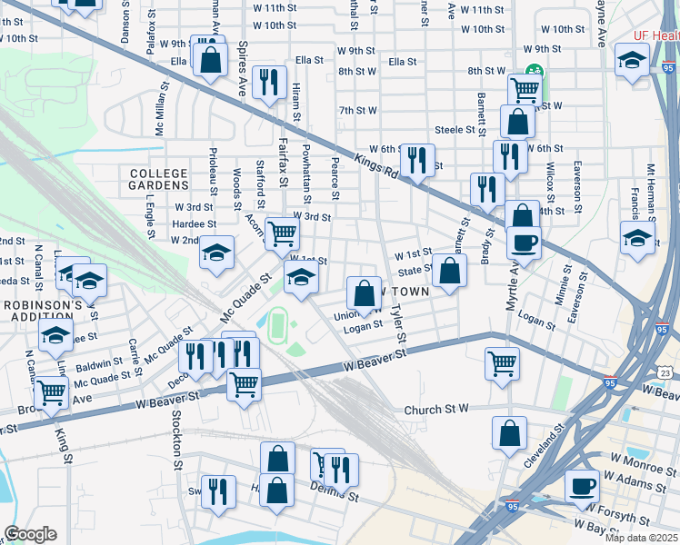 map of restaurants, bars, coffee shops, grocery stores, and more near 1022 Callan Street in Jacksonville