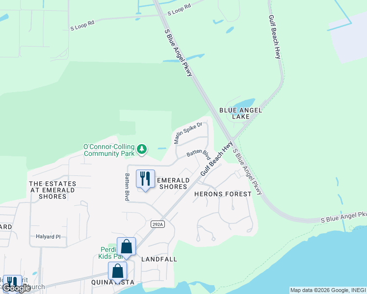 map of restaurants, bars, coffee shops, grocery stores, and more near 817 Binnacle Place in Pensacola