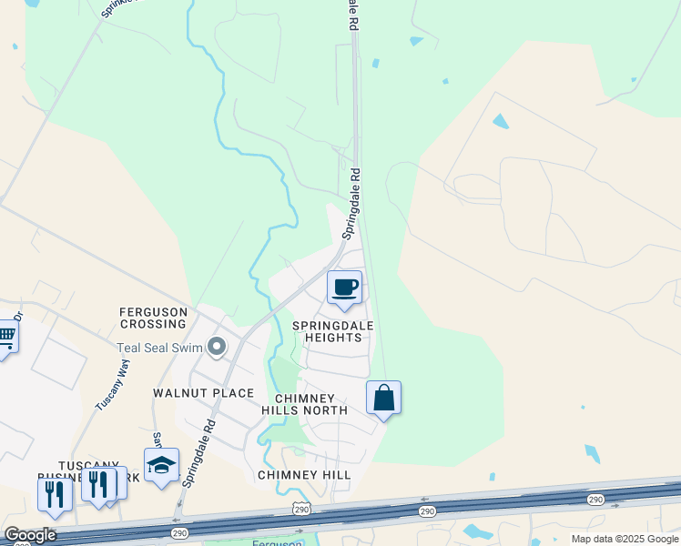 map of restaurants, bars, coffee shops, grocery stores, and more near 4703 Lake George Lane in Austin