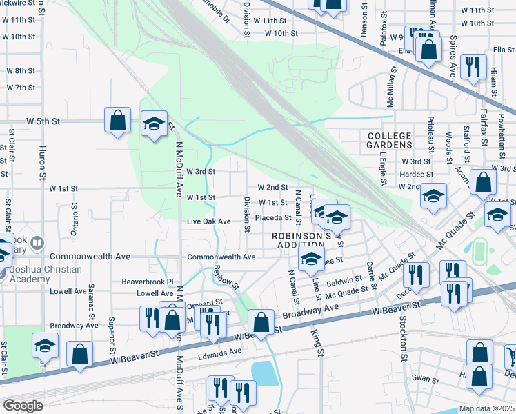 map of restaurants, bars, coffee shops, grocery stores, and more near 1072 Penton Street in Jacksonville