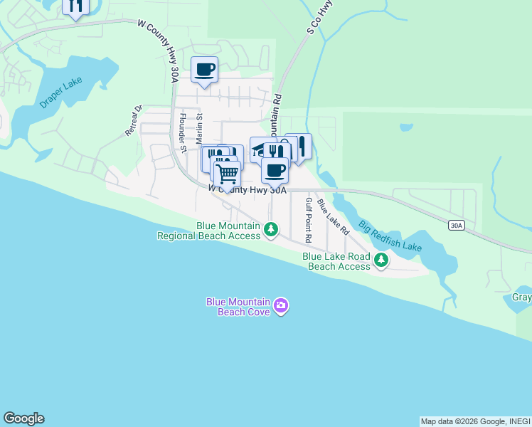 map of restaurants, bars, coffee shops, grocery stores, and more near 2305 South Co Highway 83 in Santa Rosa Beach
