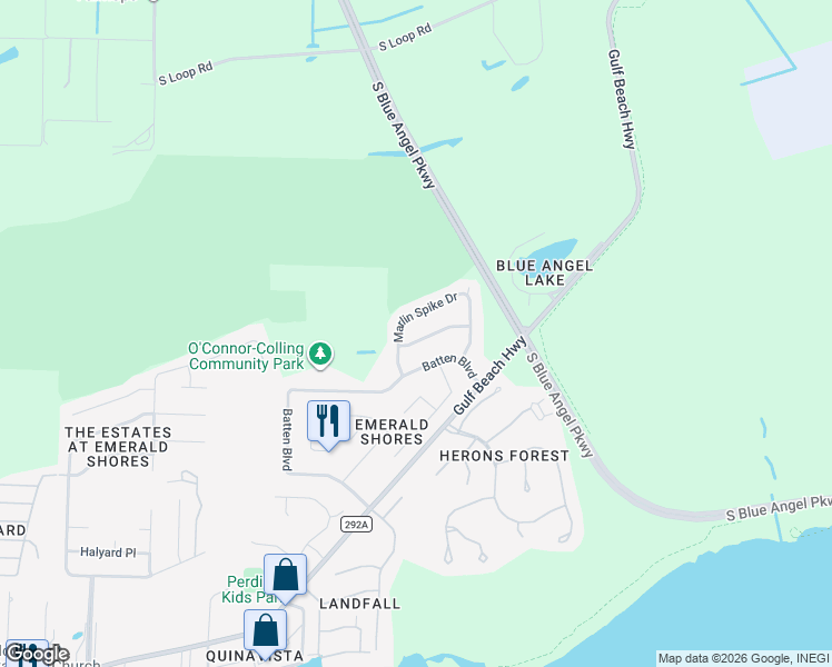 map of restaurants, bars, coffee shops, grocery stores, and more near 816 Binnacle Place in Pensacola