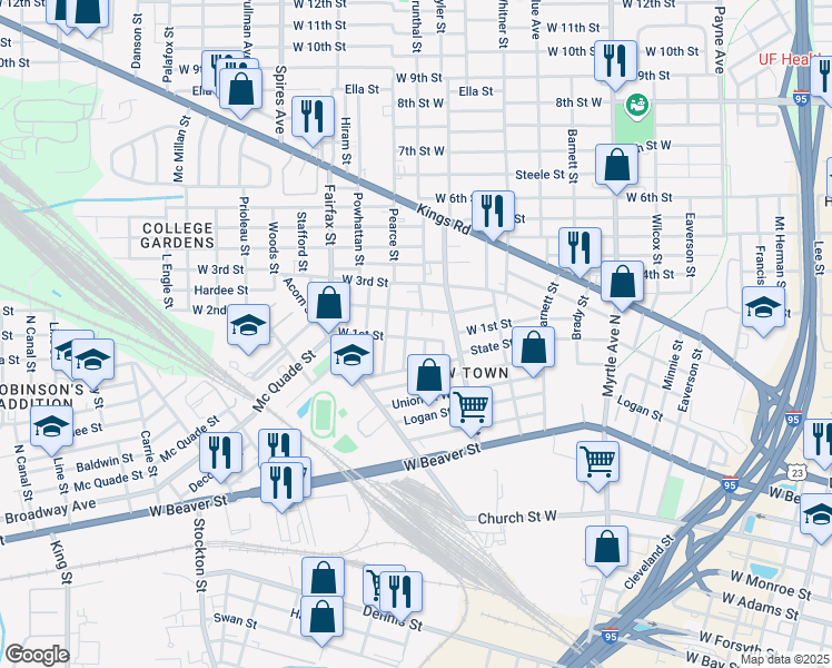 map of restaurants, bars, coffee shops, grocery stores, and more near 1022 Callan Street in Jacksonville
