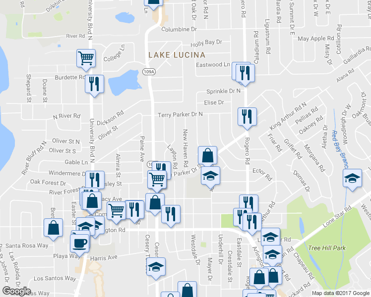 map of restaurants, bars, coffee shops, grocery stores, and more near 1826 New Haven Road in Jacksonville