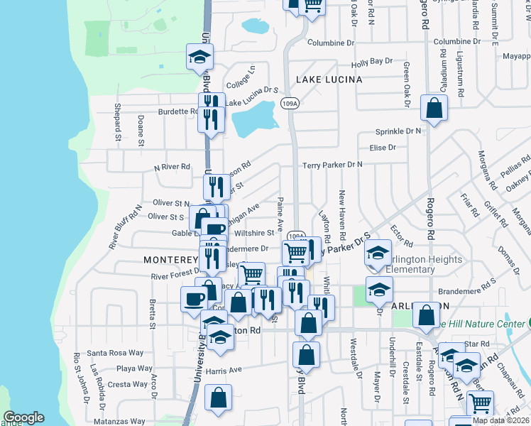 map of restaurants, bars, coffee shops, grocery stores, and more near 1808 Paine Avenue in Jacksonville