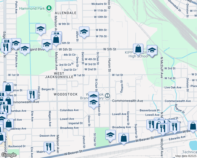 map of restaurants, bars, coffee shops, grocery stores, and more near 1064 Wollitz Court in Jacksonville