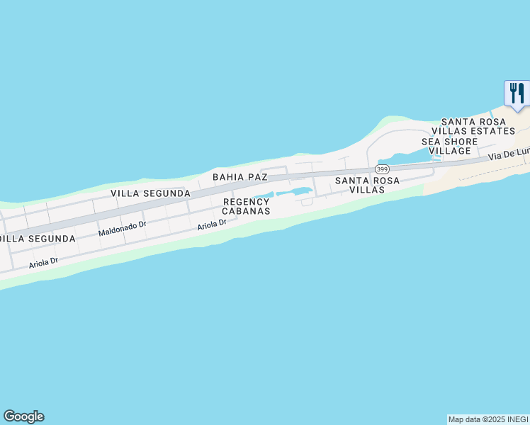 map of restaurants, bars, coffee shops, grocery stores, and more near 1600 Via De Luna Drive in Gulf Breeze
