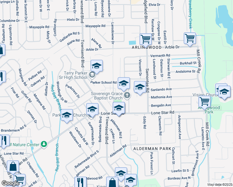 map of restaurants, bars, coffee shops, grocery stores, and more near 1709 Lansdowne Drive in Jacksonville