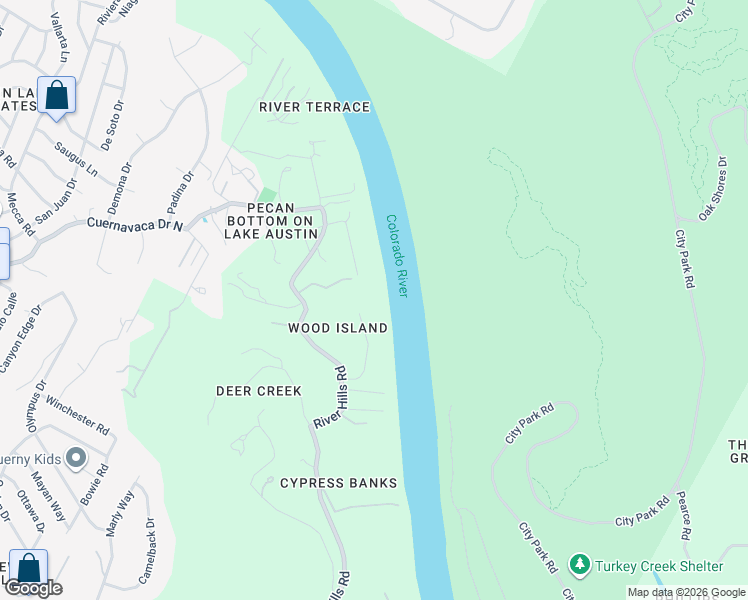 map of restaurants, bars, coffee shops, grocery stores, and more near 2315 Island Wood Road in Austin