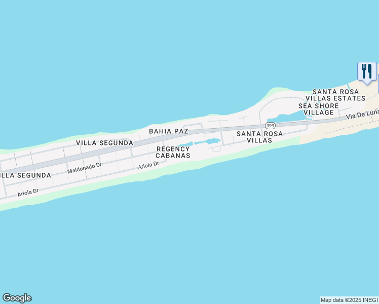 map of restaurants, bars, coffee shops, grocery stores, and more near 1600 Via De Luna Drive in Gulf Breeze