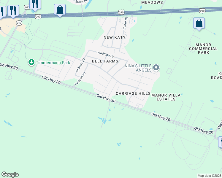 map of restaurants, bars, coffee shops, grocery stores, and more near 12708 Casting Drive in Manor
