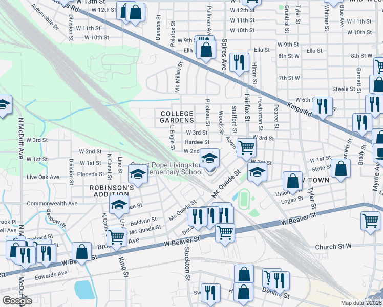 map of restaurants, bars, coffee shops, grocery stores, and more near 1953 West 2nd Street in Jacksonville