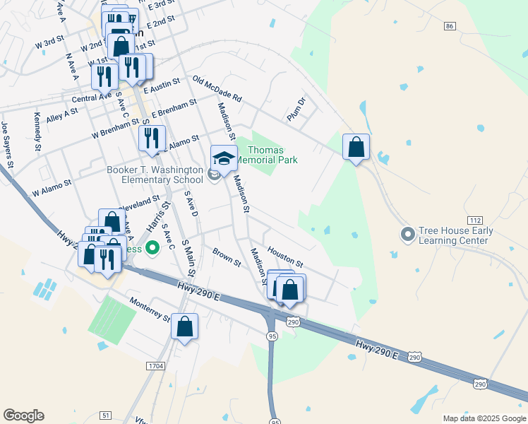 map of restaurants, bars, coffee shops, grocery stores, and more near 110 Van Buren Street in Elgin