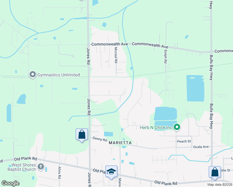 map of restaurants, bars, coffee shops, grocery stores, and more near 8927 Doris Lane in Jacksonville