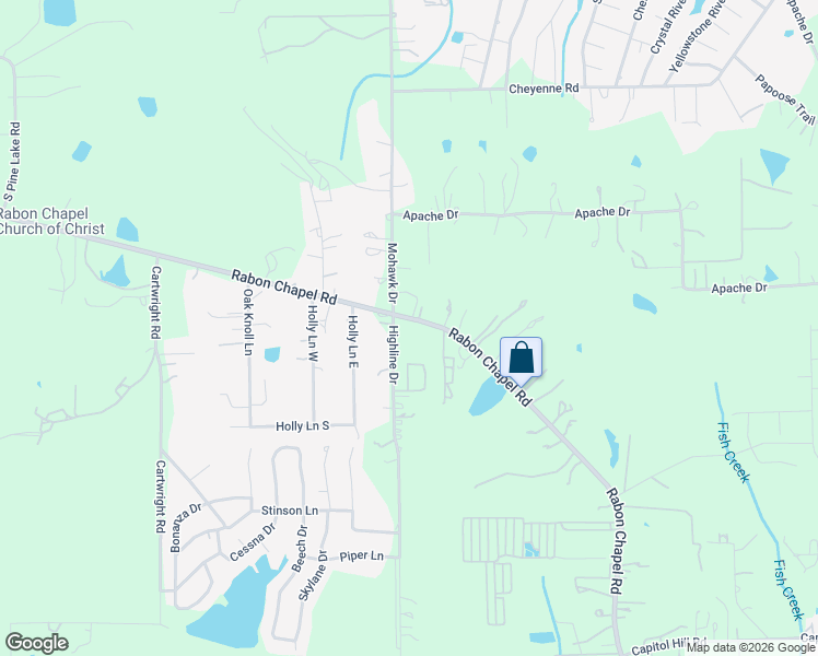 map of restaurants, bars, coffee shops, grocery stores, and more near 16889 Rabon Chapel Road in Montgomery