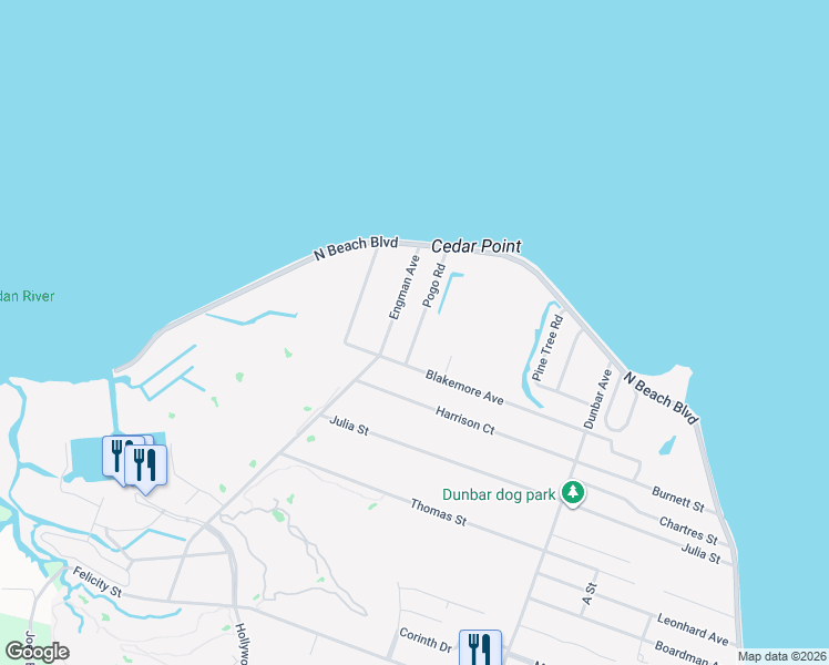 map of restaurants, bars, coffee shops, grocery stores, and more near 117 Pogo Road in Bay Saint Louis