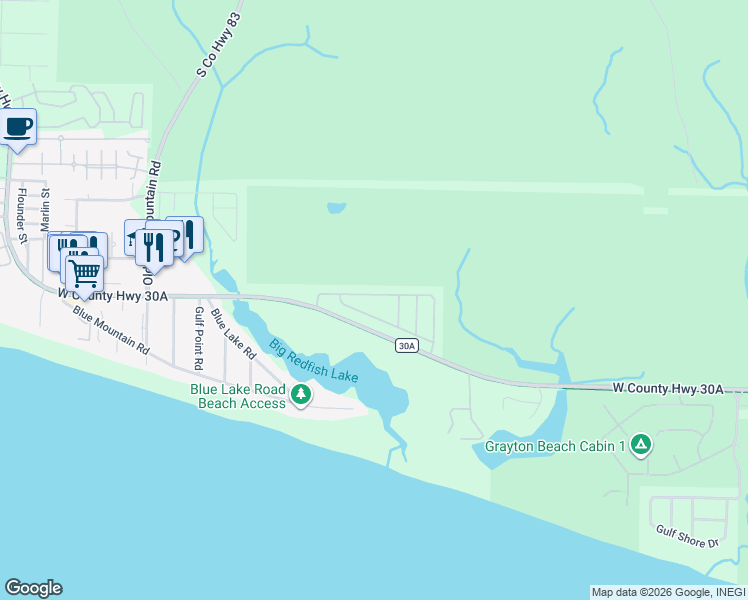 map of restaurants, bars, coffee shops, grocery stores, and more near 335 Morgans Trail in Santa Rosa Beach