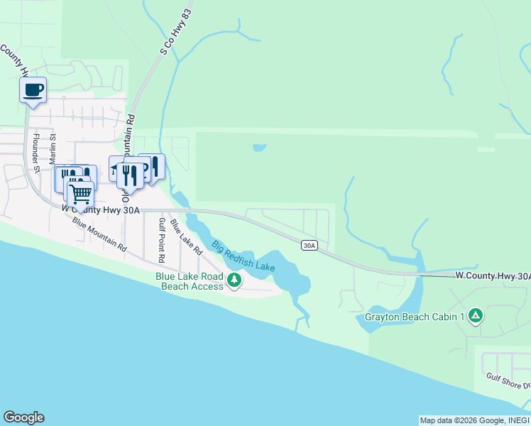map of restaurants, bars, coffee shops, grocery stores, and more near 415 Morgans Trail in Santa Rosa Beach