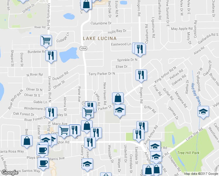 map of restaurants, bars, coffee shops, grocery stores, and more near 1834 Sprinkle Drive in Jacksonville