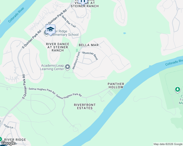 map of restaurants, bars, coffee shops, grocery stores, and more near 12212 Azure Shores Court in Austin