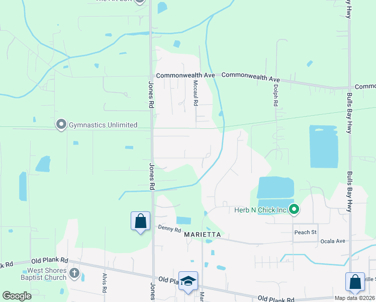 map of restaurants, bars, coffee shops, grocery stores, and more near 8975 Doris Lane in Jacksonville
